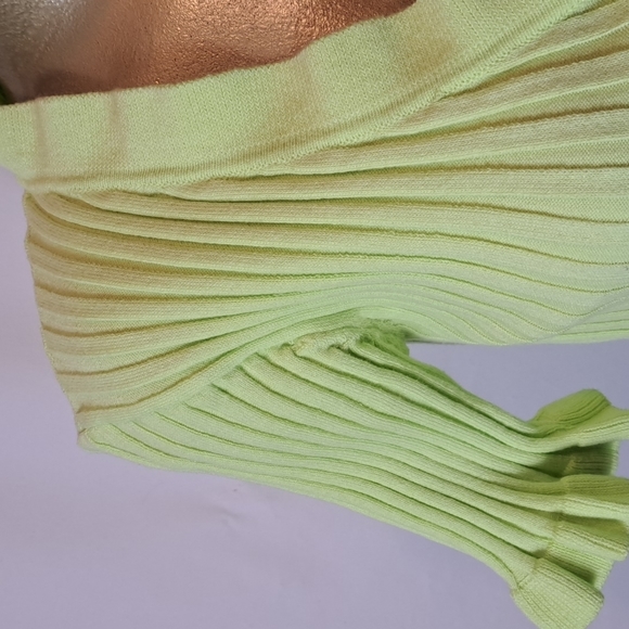 BCBGeneration Lime Green Ribbed Knit Button Up Sweater - Picture 4 of 6